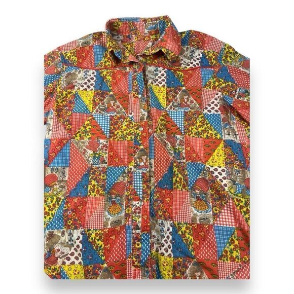 Vintage Patchwork Snap Button Top Size Large - Picture 2 of 6